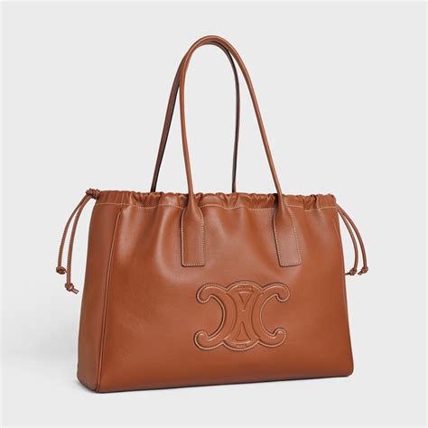 cabas drawstring celine|CELINE Smooth Calfskin Cuir Triomphe Cabas Drawstring Tan .